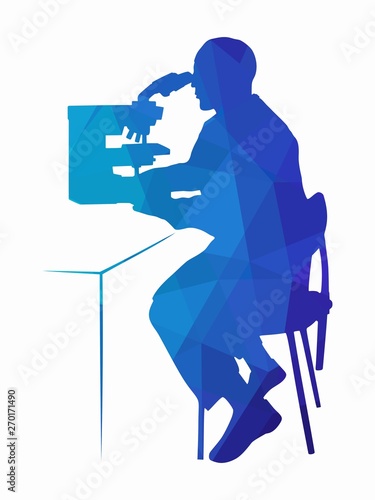 illustration of a scientist with microscope  , vector draw