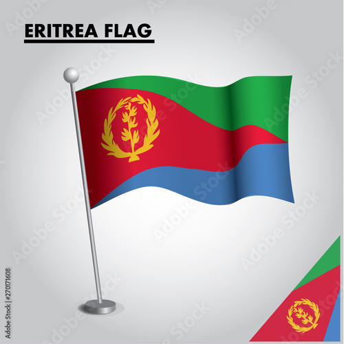 ERITREA flag icon. National flag of ERITREA on a pole