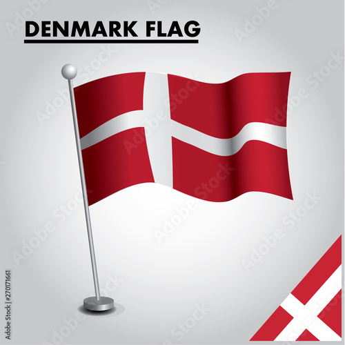 DENMARK flag icon. National flag of DENMARK on a pole