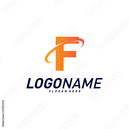 Font with Planet Logo Design Concepts. Letter F Logo Icon Vector Template. Icon Symbol.