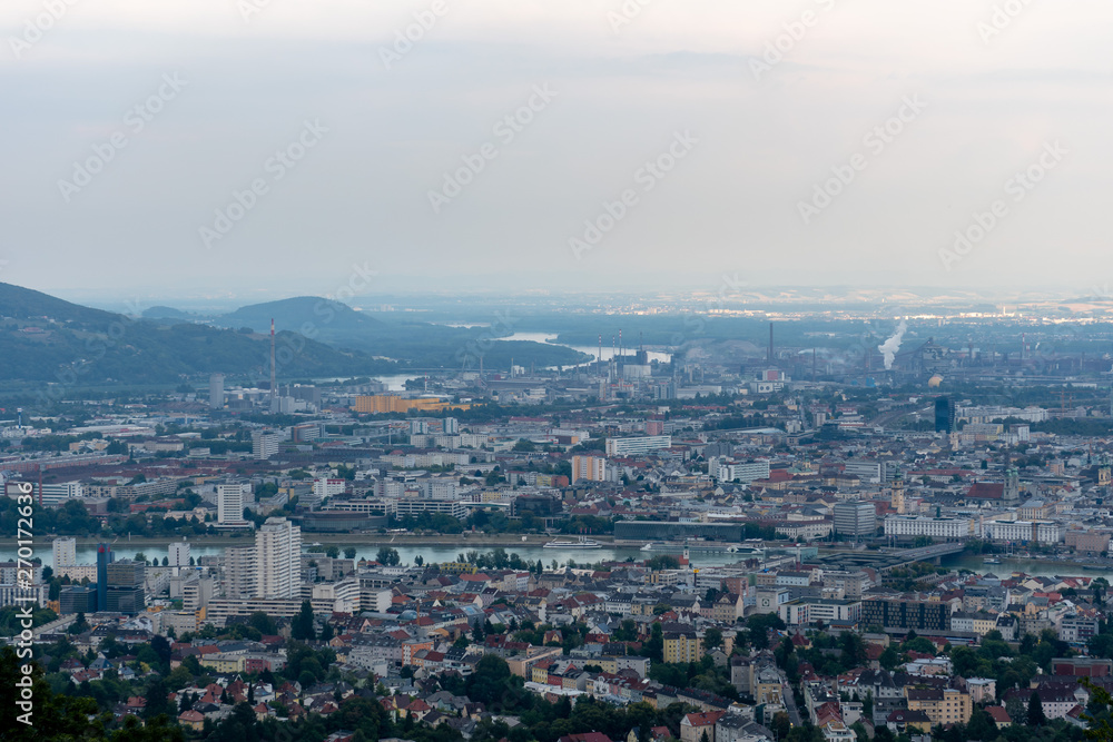 Arial view of the city Linz from Poestlingberg in Linz, Austria - Image