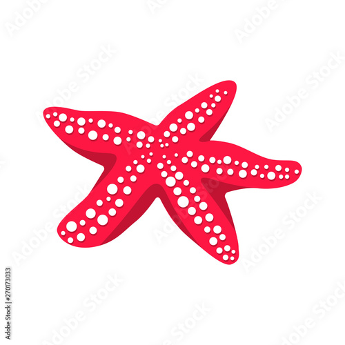Red sea starfish flat style design vector illustration isolated on white background. Marine summer ocean symbol star fish.