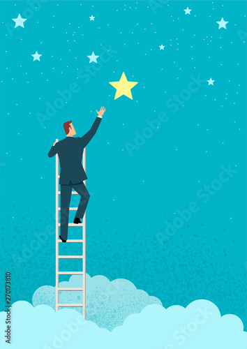 Businessman reach out for the stars