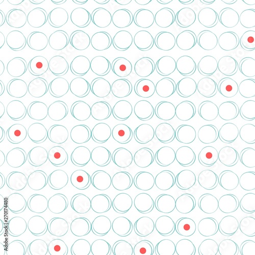 Abstract seamless pattern with circles and red dots
