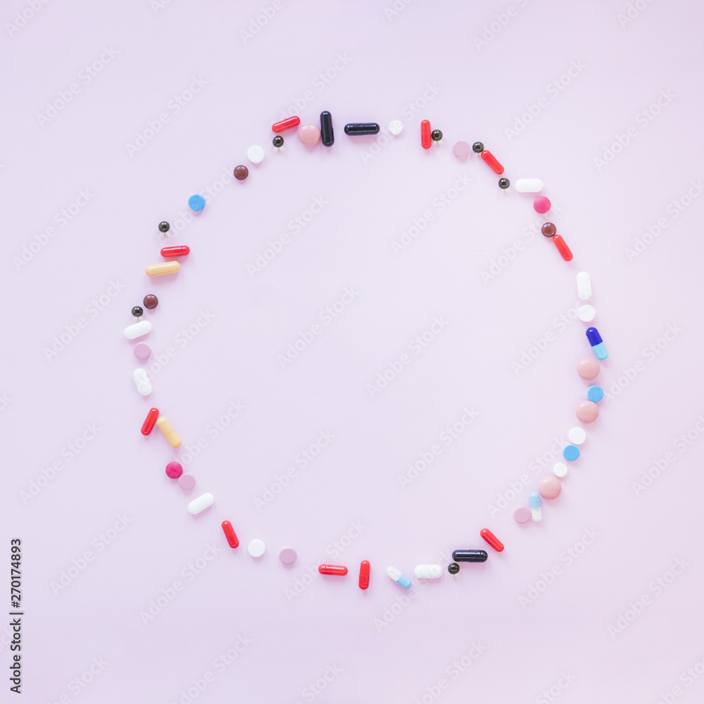 Obraz premium Flat lay medical composition with frame concept