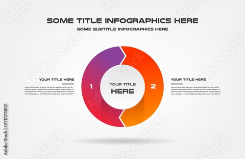 Pie chart of percentage infographics. Element of graph, diagram with 2 options - parts, processes, timeline. Vector business template for presentation, workflow layout, annual report