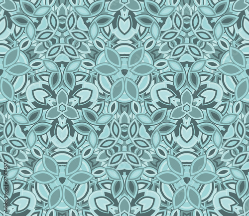 Kaleidoscope seamless pattern, background. Abstract shapes. Useful as design element for texture and artistic compositions.