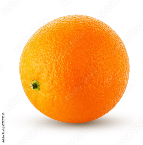 one fresh orange isolated on white background