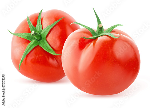 one tomato isolated on white background with clipping path