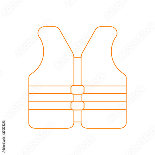 Icono plano lineal chaleco salvavidas en color naranja