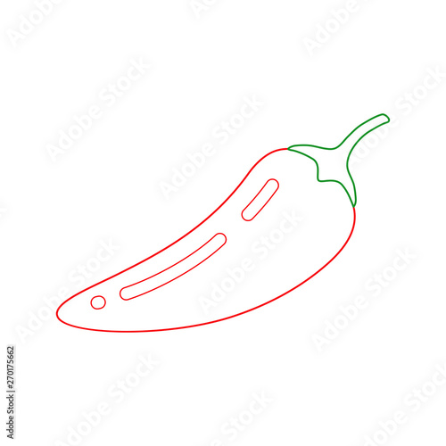 Icono plano lineal pimiento chile picante en rojo y verde