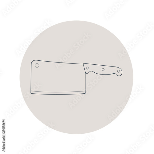 Icono plano lineal cuchillo carnicero en círculo color gris