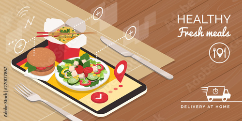 Healthy food delivery at home and smartphone app