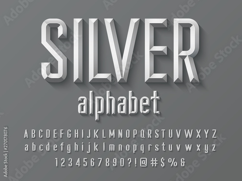 Chisel style alphabet design with uppercase, lowercase, number and symbols