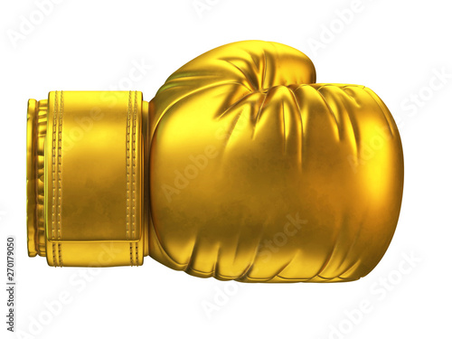 Golden boxing glove isolated on white background 3d rendering