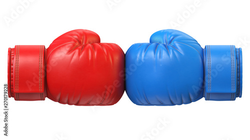 Φωτογραφία Red and blue boxing glove against each other isolated on white background 3d ren