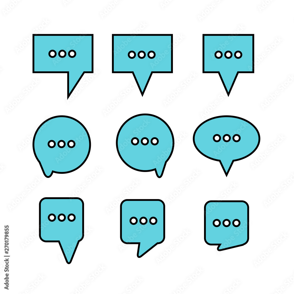 blue dialog, speech bubble set blue dialog, speech bubble set