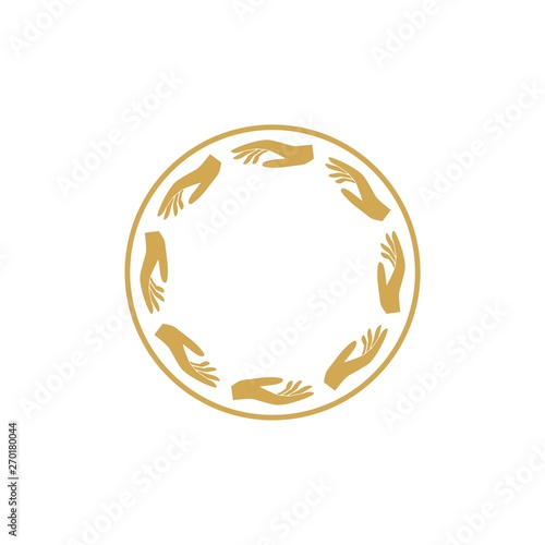 Hands helping logo, circle concept