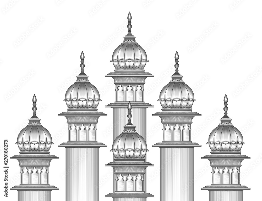Mughal architectural illustration artwork 