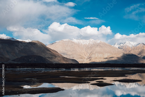 mountain reflection in river in Leh Ladakh  India