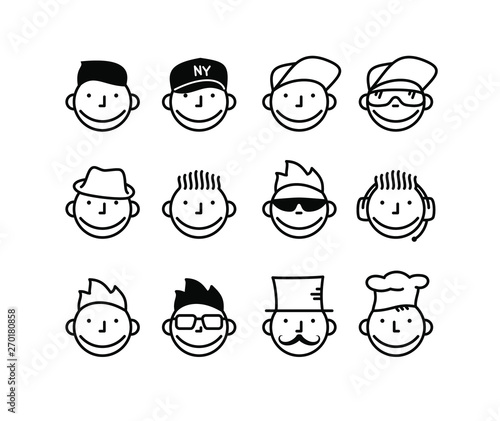 Smile style characters set. Template for your design works. Vector illustration.
