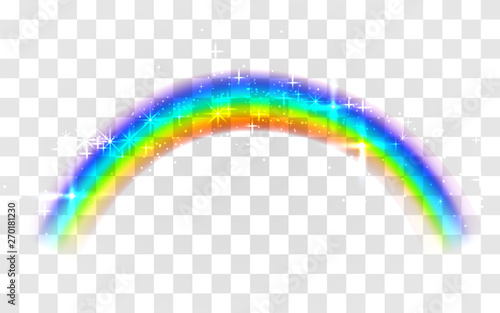 Realistic rainbow. Abstract Colorful Rainbow Template on transparent background.