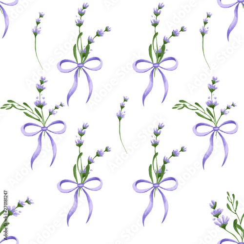 Lavender flowers pattern. Delicate flowers. Summer and spring pattern. Illustration.
