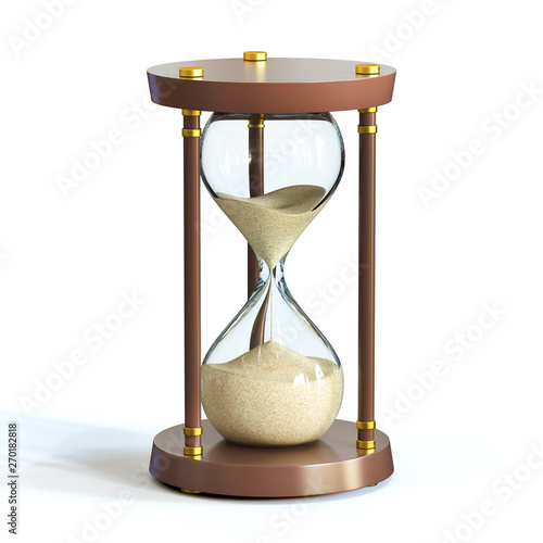 Canvas Print Hourglass on white background, sandglass 3d rendering