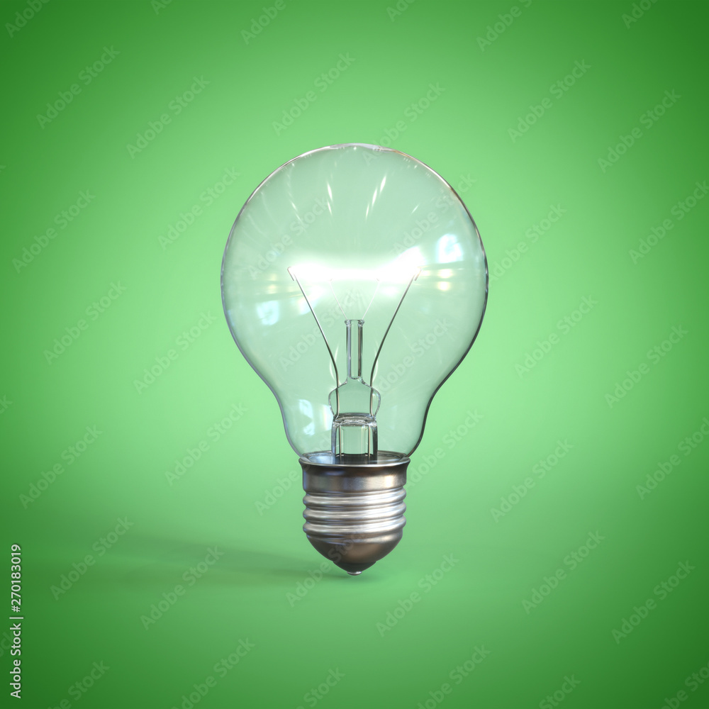 Light bulb on green background 3d rendering Light bulb on green background 3d rendering
