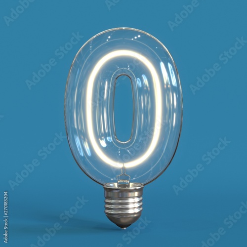 Light bulb 3d font 3d rendering number 0