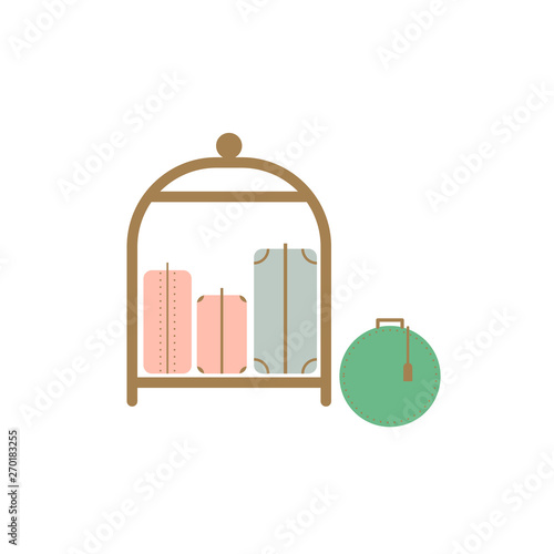 Trolley luggage hotel cart with baggage isolated on white vector
