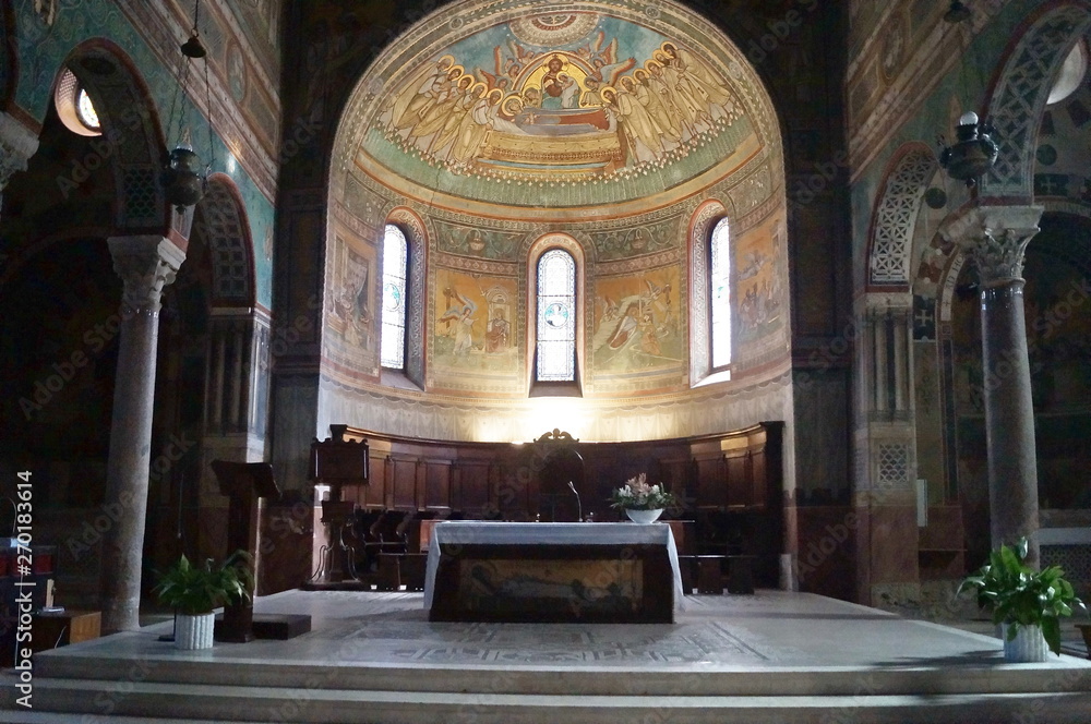 Interior of San Secondiano cathedral in Chiusi, Tuscany, Italy