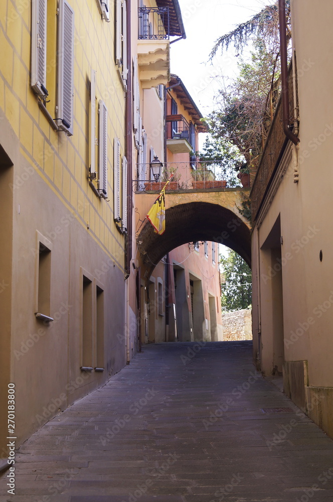 Typical street of Chiusi, Tuscany, Italy