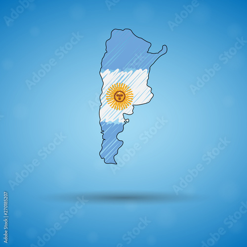 Scribble map of Argentina. Sketch Country map for infographic, brochures and presentations, Stylized sketch map of Argentina. Vector illustration eps 10.