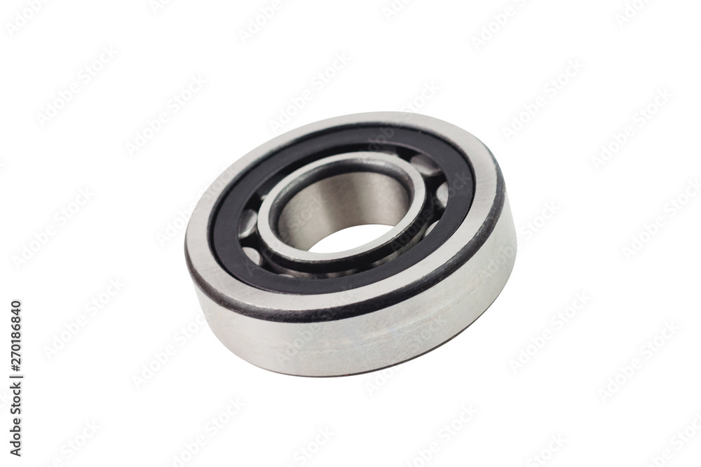 Single metal circle bearing with balls isolated on white background Single metal circle bearing with balls isolated on white background