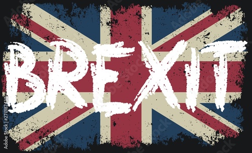 Grunge flag of Great Britain with inscription brexit