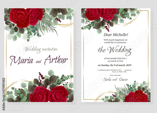 set of christmas cards with red roses