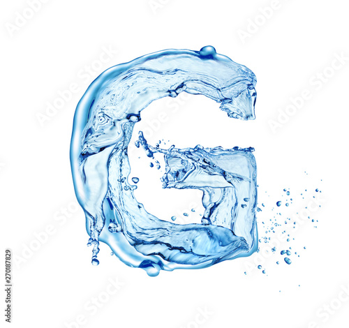 Canvas Print letter G made of water splash isolated on white background