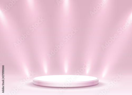 Stage podium with lighting.