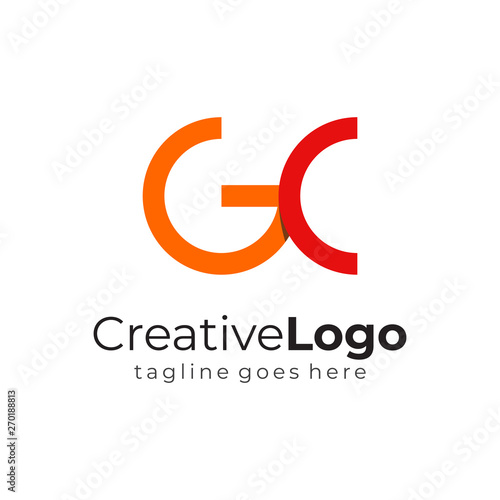 Red Orange Circular Initial Letter G and C Business Logo Flat Vector Design