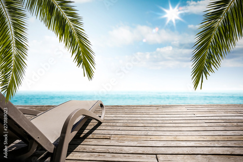 Wooden pier of free space f...