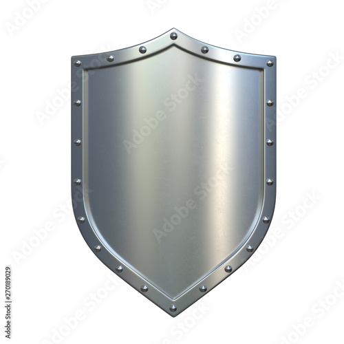 Medieval shield, viking shield painted red and white, isolated on white background, 3d rendering