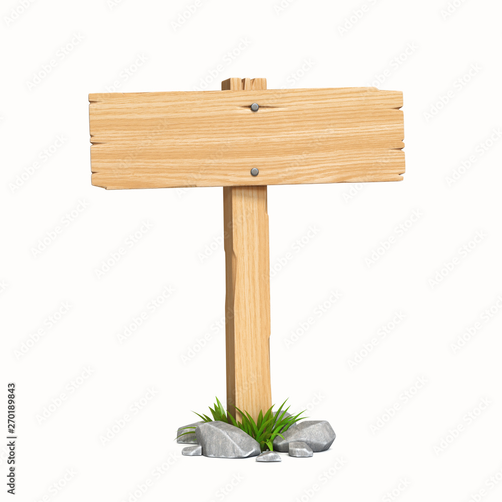 Wooden sign board isolated on white background 3d rendering Wooden sign board isolated on white background 3d rendering