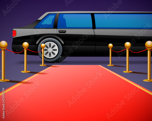 Red event carpet isolated on a black background.