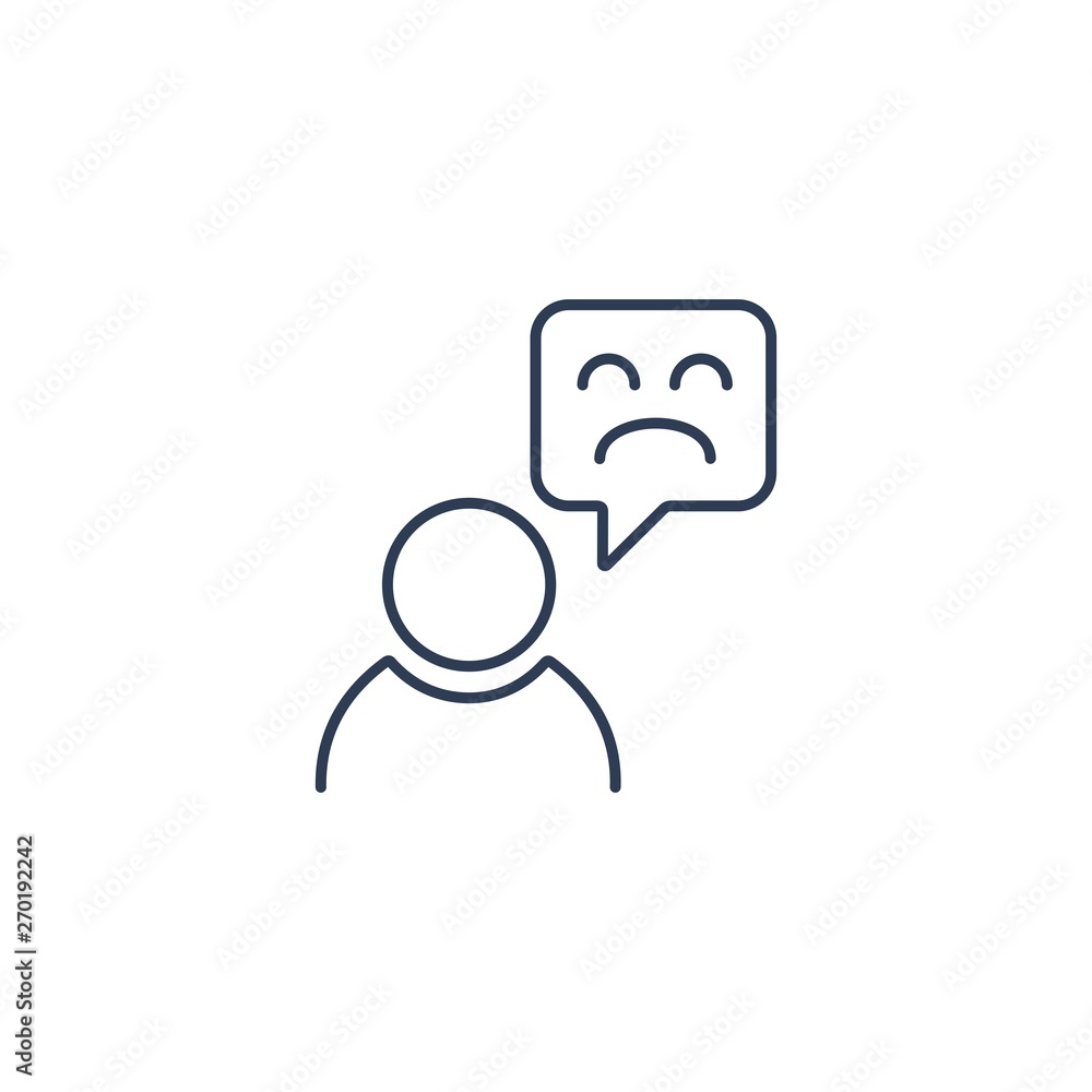 Negative customer experience. Feedback. Vector linear icon. Negative customer experience. Feedback. Vector linear icon.