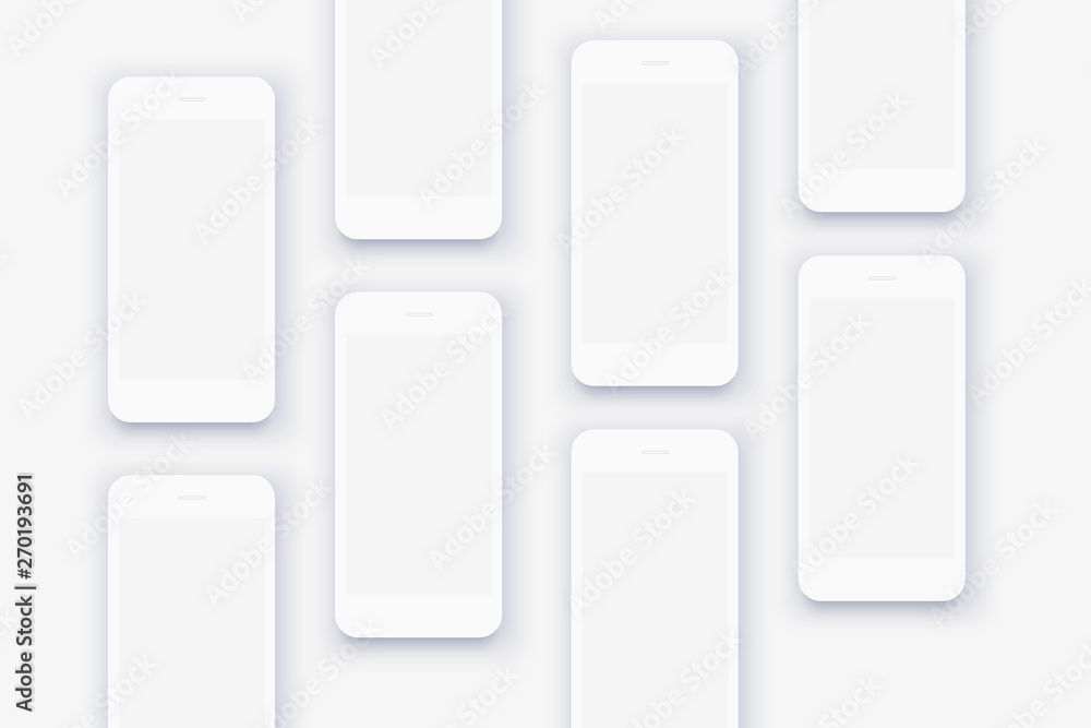 The background of the mockups of white smartphones The background of the mockups of white smartphones