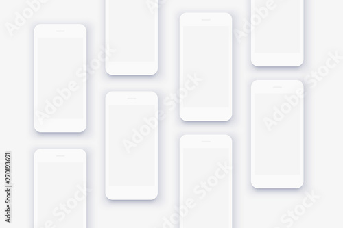 The background of the mockups of white smartphones