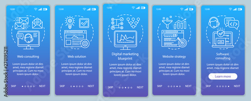 Web consulting onboarding mobile app page screen vector template