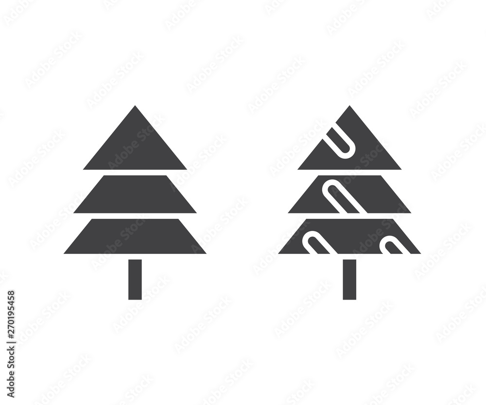 Christmas tree icons isolated on white background Christmas tree icons isolated on white background