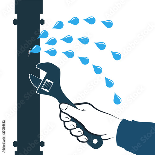 Spanner in hand to repair the pipeline and plumbing